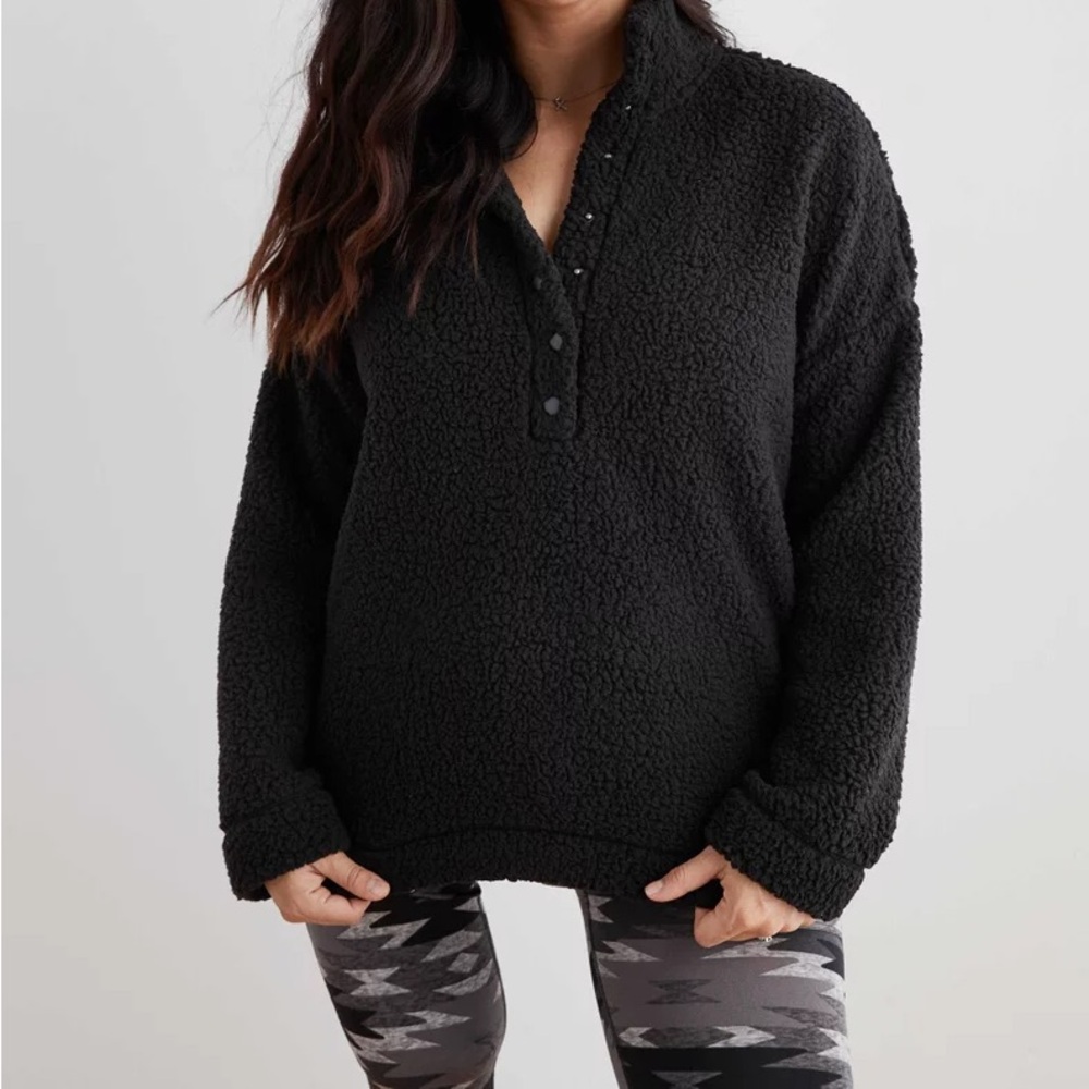 Aerie Cloud Sherpa Oversized Button Pullover